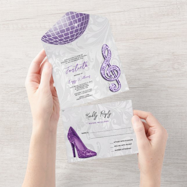 Damask, Purple Stiletto, Music & Disco Ball 40th (Tearaway)