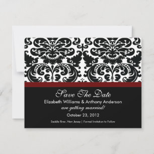Damask Save The Date Anúncio Merlot Red