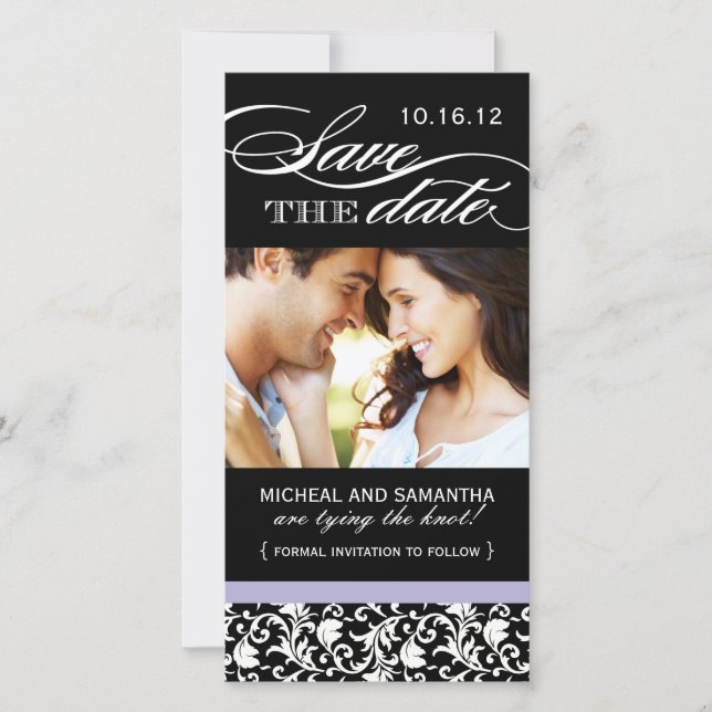 Damask Save the Date Cartões com fotos (Frente)