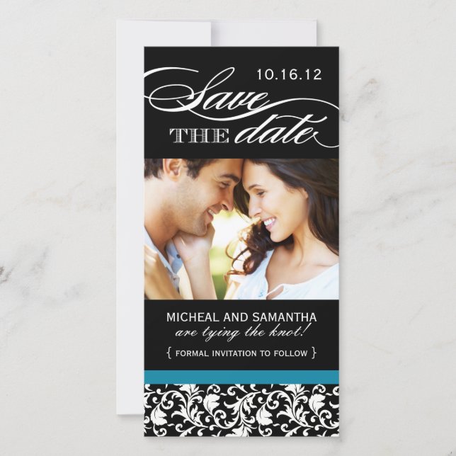 Damask Save the Date Cartões com fotos (Frente)
