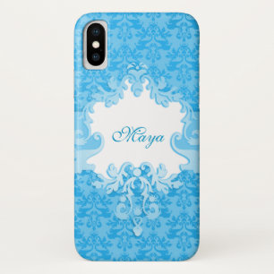 Damask sky Blue Name capas de iphone