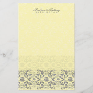 Damask Swirls Lace Manteiga Obrigado Papelaria