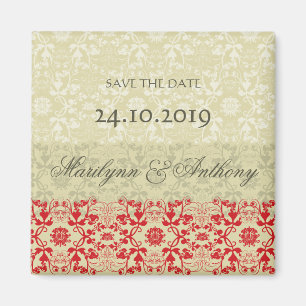 Damask Swirls Lace Spice Imã salve a data