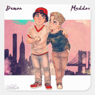 Damon e etiqueta de Maddox