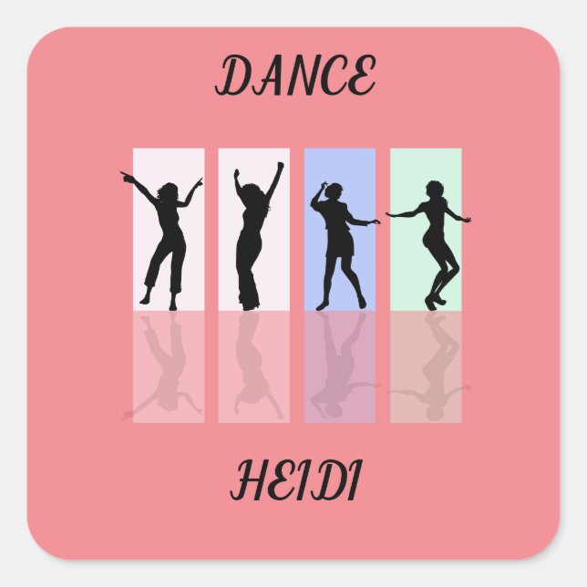 Dança com adesivos brilhantes. Nome personalizado. (Frente)