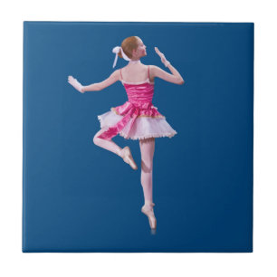 Dança da bailarina no azulejo azul