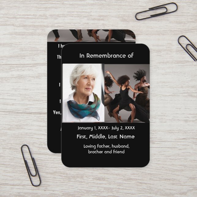 Dança Dançarina de Cartão de Bolso Memorial (Frente/Verso In Situ)