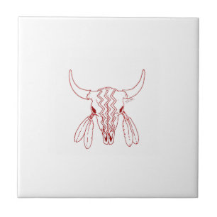 Dança do Fantasma Vermelho Búfalo azulejo branco p