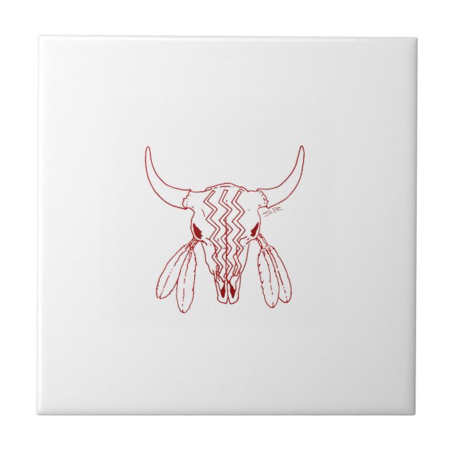 Dança do Fantasma Vermelho Búfalo azulejo branco p (Frente)