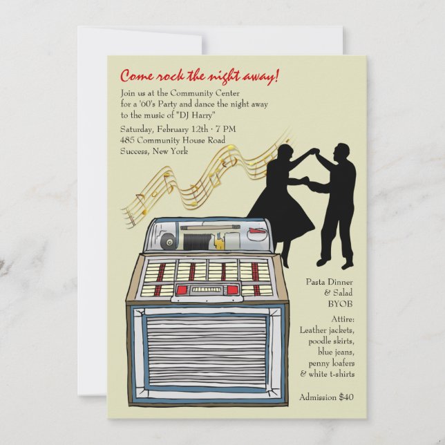 Dançar para o Convite de festas de Música (Frente)