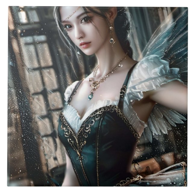 Dançarina balé em um Tu Verde e Asas Fadas (Frente)