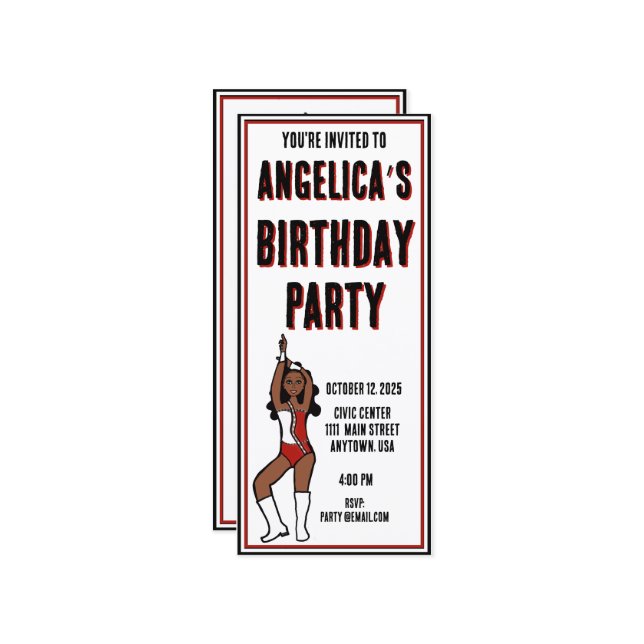 Dançarina Convite de festas Branco Vermelho nº 1 (Frente/Verso In Situ)