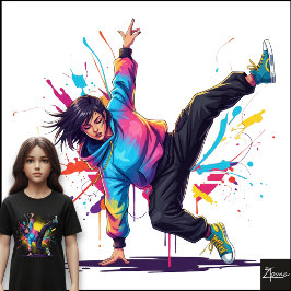 Dançarina de Breakdance Pose Tie-Dye Arte Salpicad