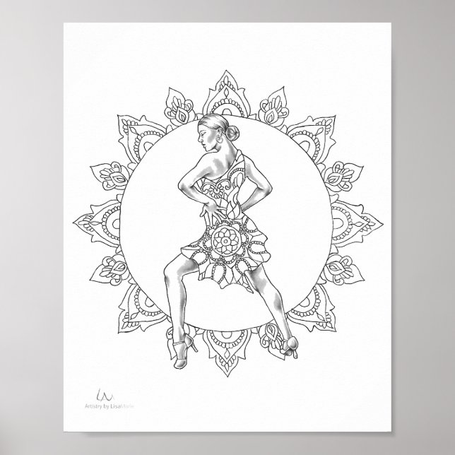 Dançarina de Poster Salsa Mandala para Coloração d (Frente)