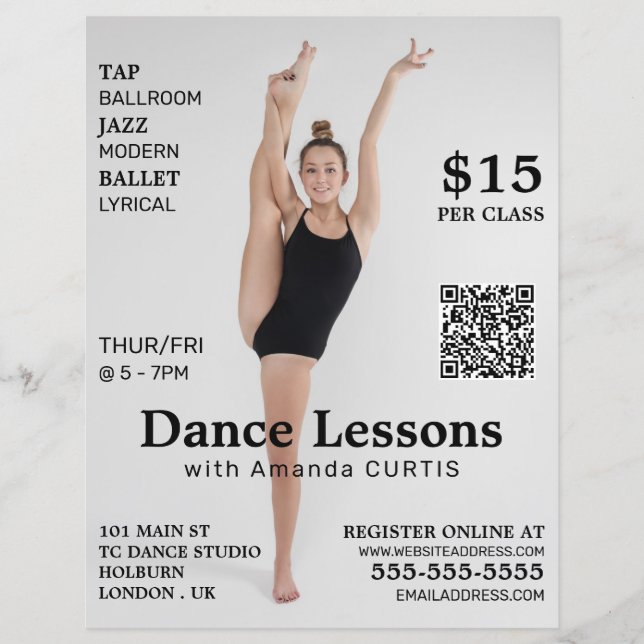 Dançarina, Folheto de Anúncio de Aula de Dança (Frente)