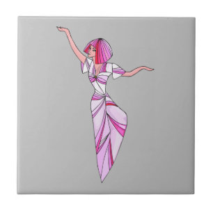 Dançarina rosa-escura com cabelo cor-de-rosa
