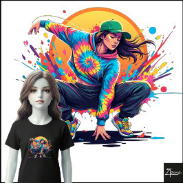 Dançarina Tie-Dye na Posição Agachada Arte Salpica