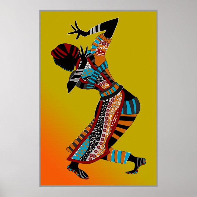 dançarino africano poster de arte tribal DE 8,99 (Frente)