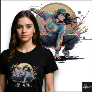 Dançarino Tie-Dye na Posição Agachada Arte Salpica