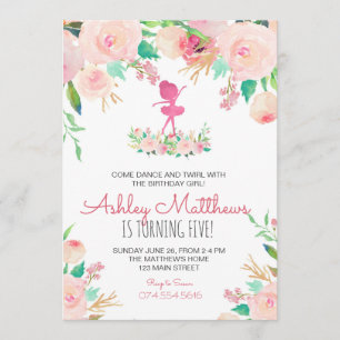 Dance aniversário, bailarina, convite de aniversár