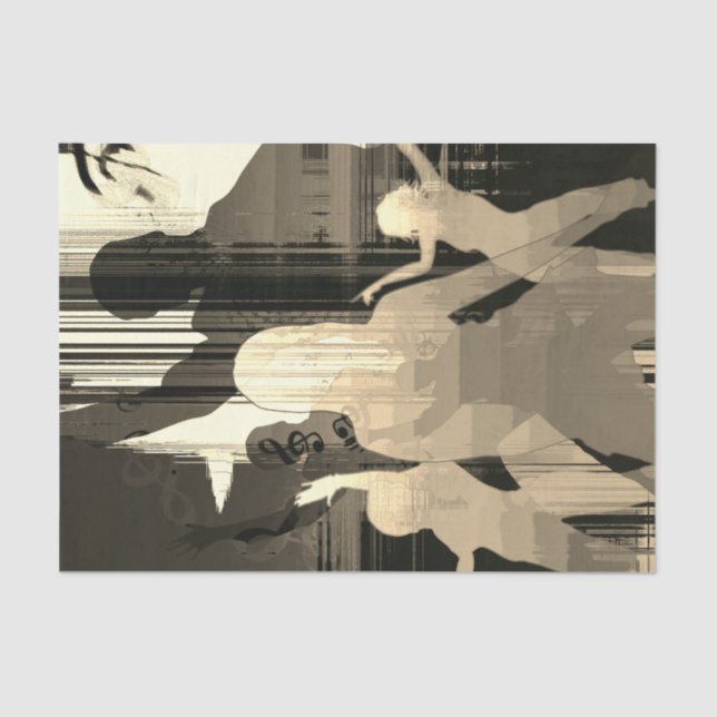 Dance Girls Sepia Modern Decoupage Papel Tecido (Frente )