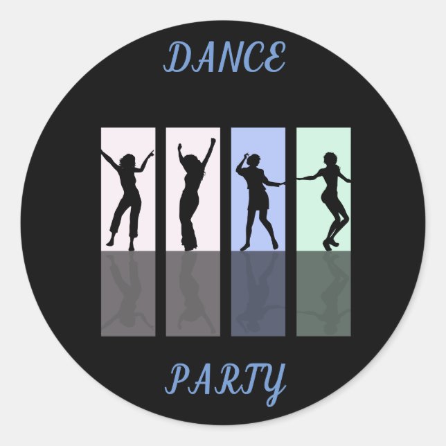Dance party com adesivos brilhantes. (Frente)
