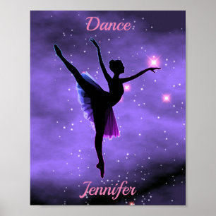 Dance Pink & Purple Galaxy Poster com Nome