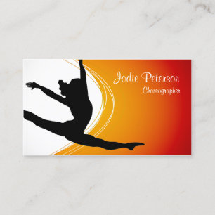 Dancer Jette Leap Silhouette Orange Cartão de visi