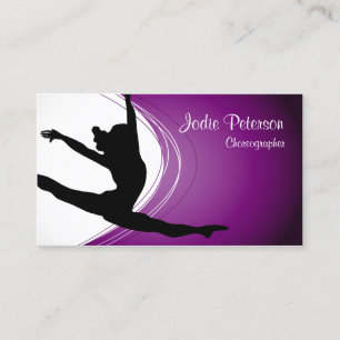 Dancer Jette Leap Silhouette Purple Cartão de visi