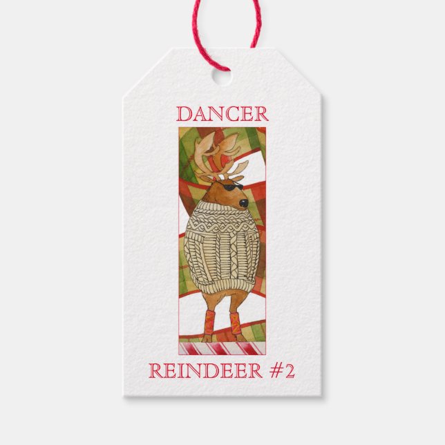 DANCER REINDEER - Etiquetas de presentes (Frente)