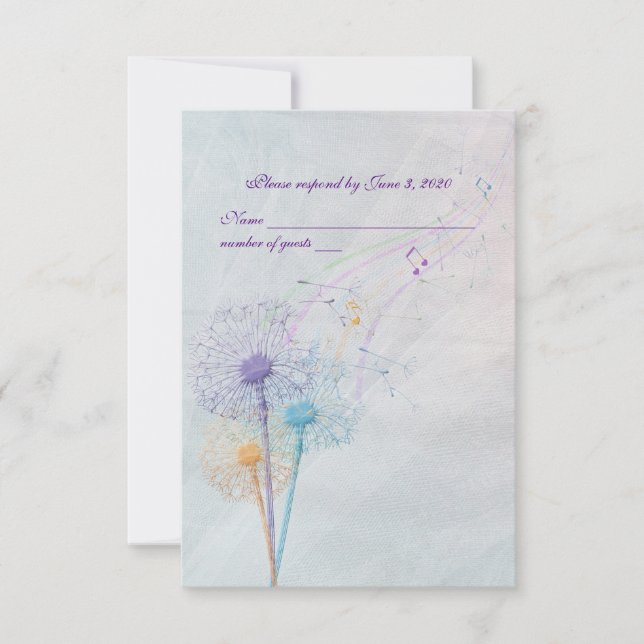 dandelion de casamento e RSVP de música (Frente)