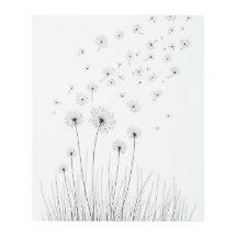 Dandelion Deseja, Arte De Linha Minimalista.