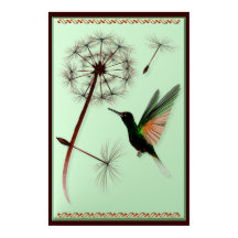 Dandelion e Little Green Hummingbird Poster