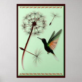 Dandelion e Little Green Hummingbird Poster