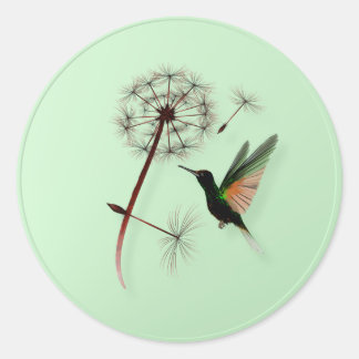 Dandelion e pequenos adesivos de beija-flores verd