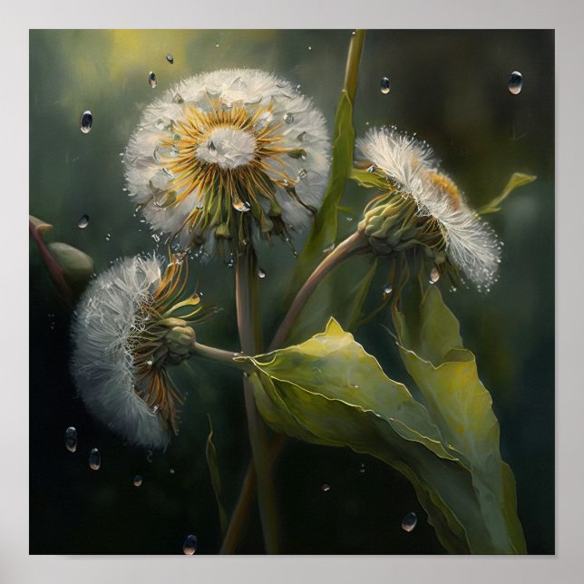 Dandelion Flowers Art Impressão Poster (Frente)