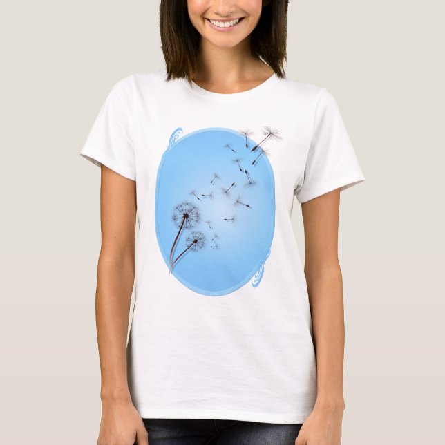 Dandelion sobre Camisas Azuis Bebê (Frente)