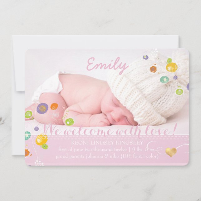 Dandélions PixDezines, anúncio de nascimento de fo (Frente)