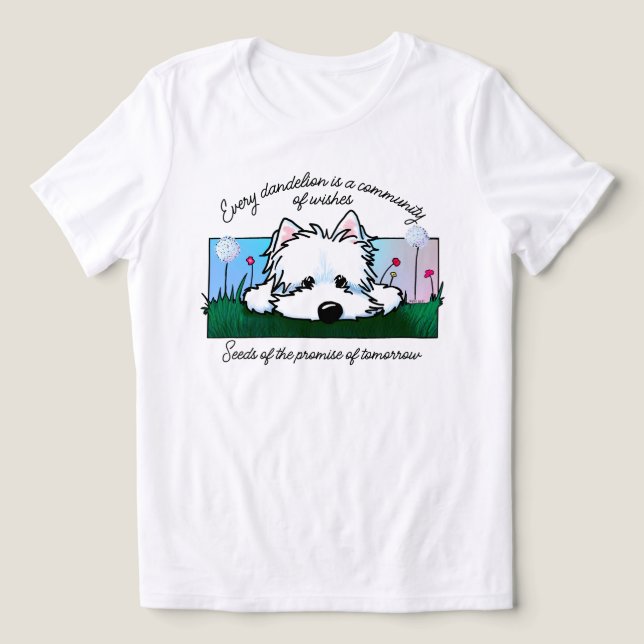 Dandelions Westie Camisa-Tríplice-Camisa (Design frontal)