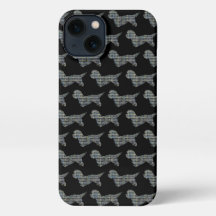 Dandie Dinmont Dog Cute Silhouch Grid Black