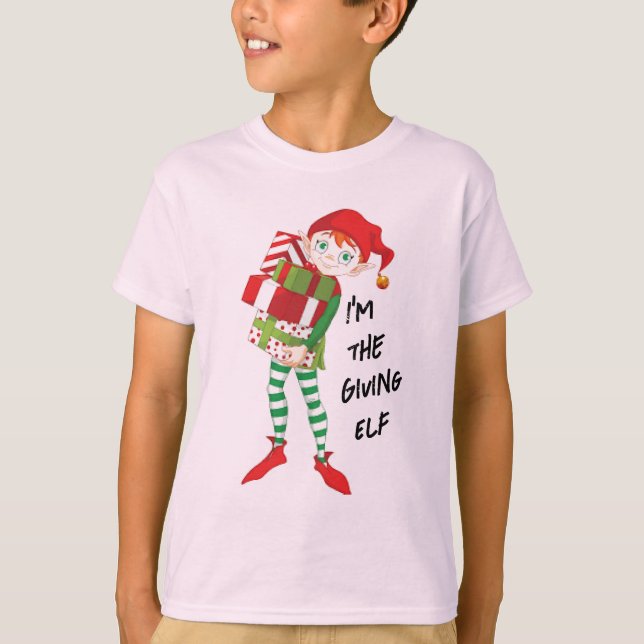 Dando camiseta de Elf Basic Kid Unisex Holiday Elf (Frente)