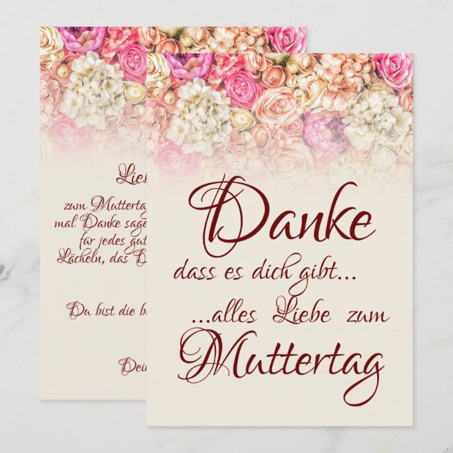 Danke, dass es dich gibt - Muttertag (Frente/Verso)