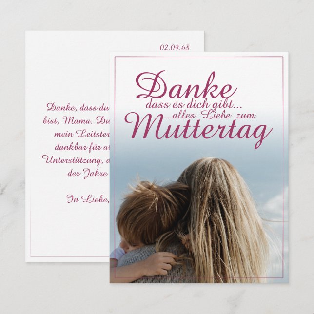 Danke, dass es dich gibt, Muttertag, Mutter & Kind (Frente/Verso)