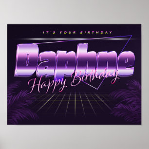 Daphne Name Vorname lila retro Poster Geburtstag
