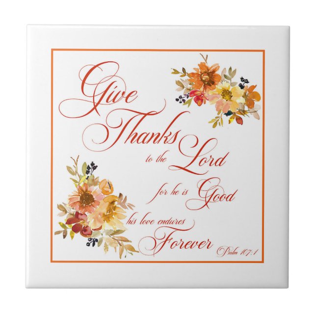 Dar Obrigados ao Senhor cair aquarela floral Ce (Frente)