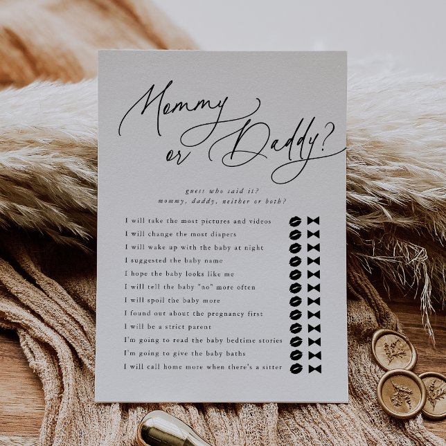 DARCY Adivinha Quem Mamãe Cartão De Jogo De Chá de (DARCY Guess Who Mommy Daddy Baby Shower Game Card)