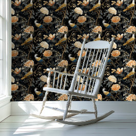 Dark Academia Chinoiserie Estilo Floral Wallpaper