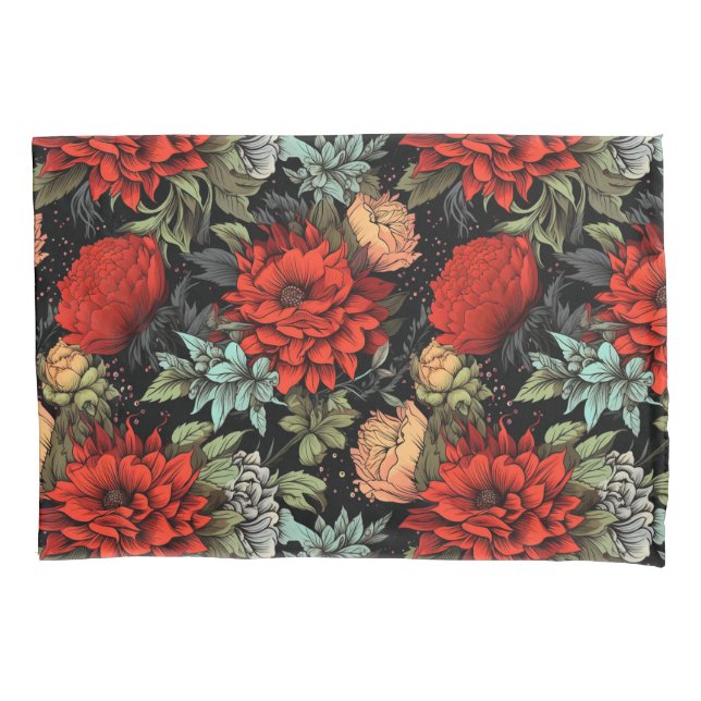Dark Academia Maximalist Red Dahlia Floral  (Frente)