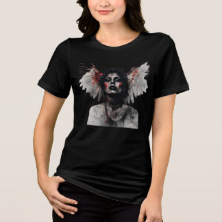 Dark Angel Masked Figure T-Shirt,Gothic Wings Art