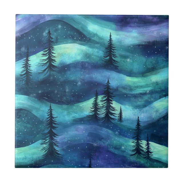 Dark Aurora Borealis Night Forest (9) (Frente)